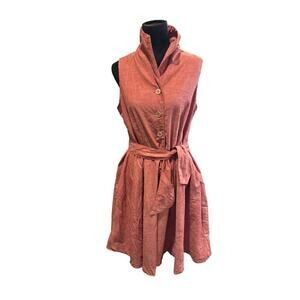 Sharagano Women's RedSleeveless Belted Knee Length Midi Dress Size Medium